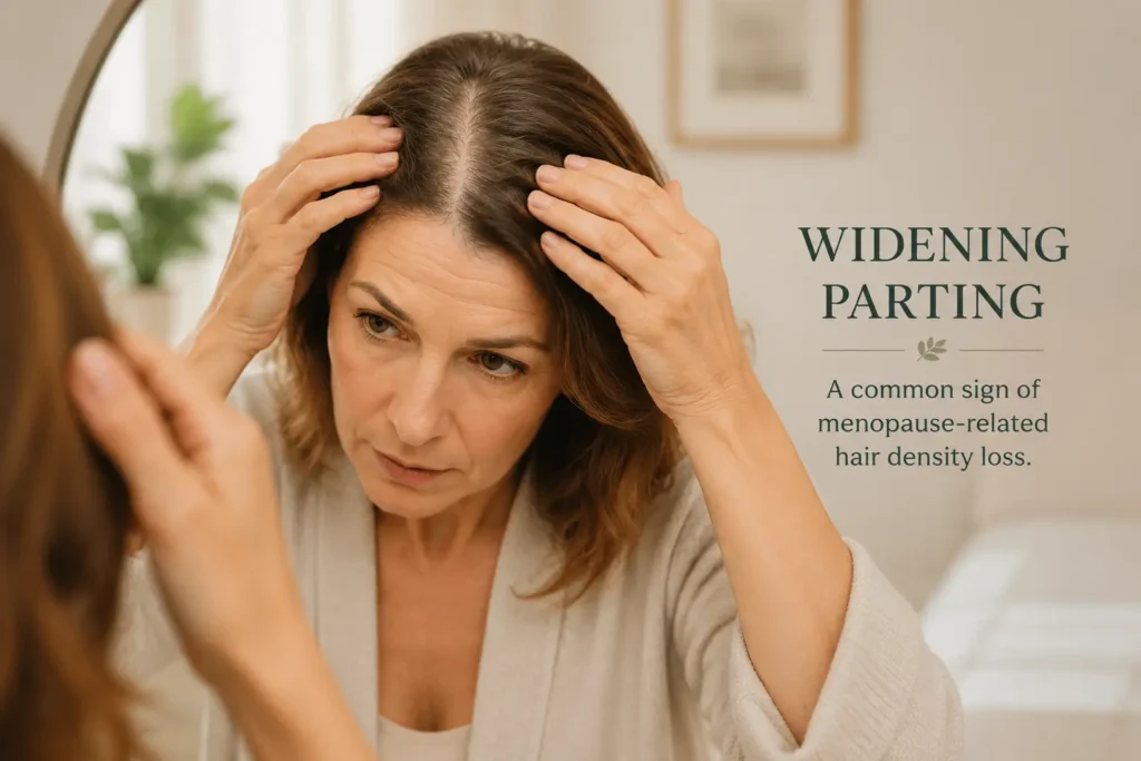 Scalp oil changes during menopause hair thinning