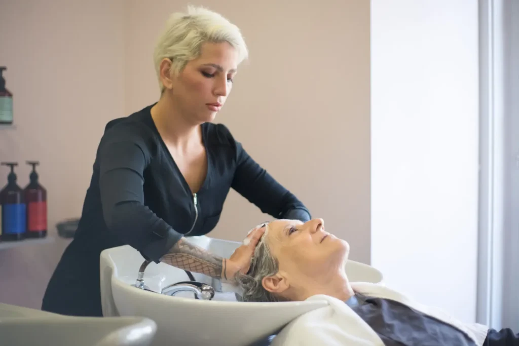 Woman fitting a short scalp ritual into a busy morning routine