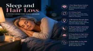 Sleep and hair loss connection shown by restful night routine